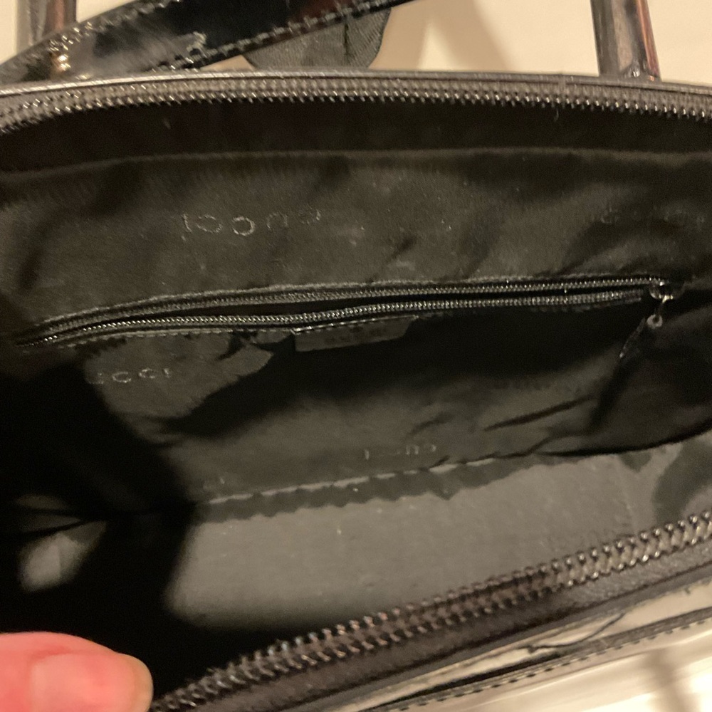 Gucci Black Patent Leather Bamboo Handles 2-WAY TOTE - Picture 10 of 11